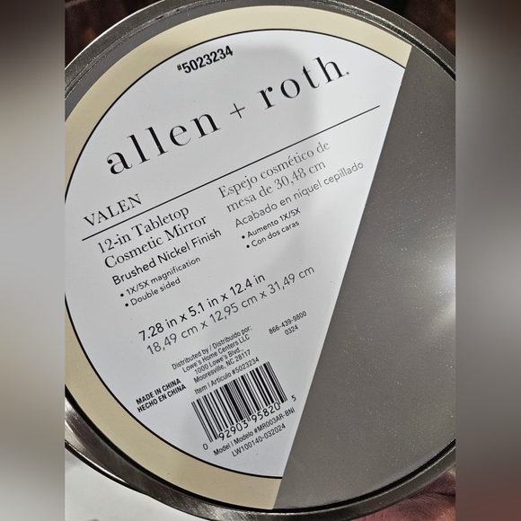 ALLEN + ROTH Brushed Stainless Steel Double Sided Mirror. 5x Magnifying - NWT - Picture 7 of 7